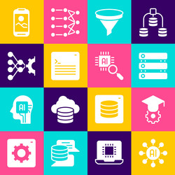 set neural network graduation cap server data vector image