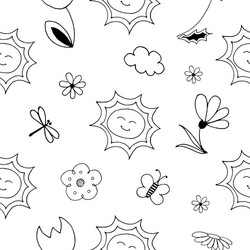 spring doodle style pattern seamless vector image