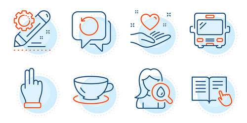 click hand project edit and espresso icons set vector image