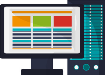 Computer with screen and cpu vector