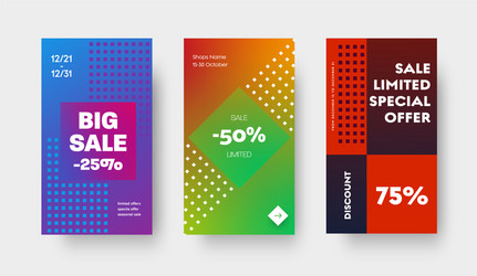 Design set color gradient banners for mobile vector