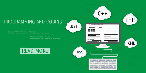 Flat concept of programming and coding vector