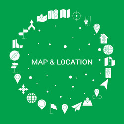 map and location icon set infographic template vector image