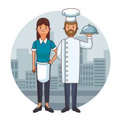 Restaurant team cartoon vector