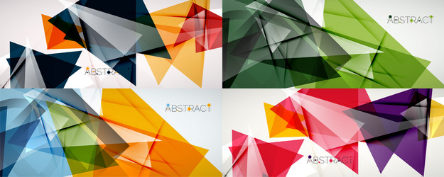 set abstract backgrounds color triangle shapes vector image
