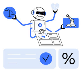 ai robot performing multitasking actions vector image