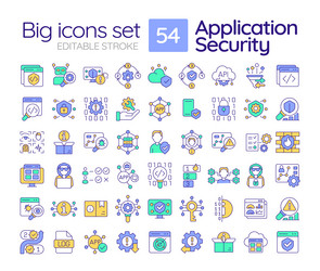 application security rgb color icons set vector image