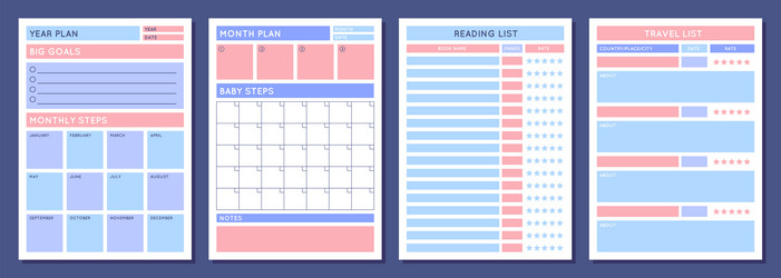 cartoon color priorities planners schedule concept vector