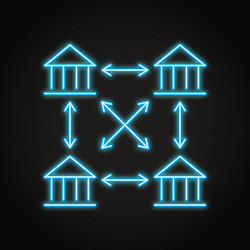 distributed ledger icon in neon line style vector image