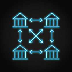 Distributed ledger icon in neon line style vector