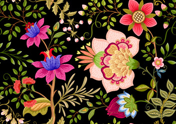 fantasy flowers in retro vintage jacobean Vector Image