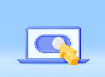 3d mouse cursor and switch button in computer vector image