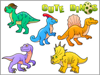 cute cartoon dinosaurs vector