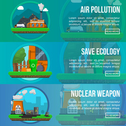 Environmental pollution banner set Royalty Free Vector Image