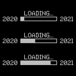 Set pixelated progress bar showing loading 2021 vector