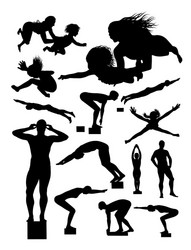 Silhouette Swimmer - Action Shot Vector Image