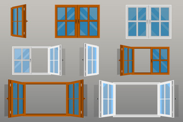 Different types house windows elements isolated Vector Image