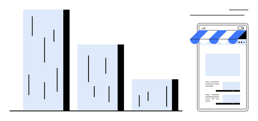 bar chart with declining statistics next to online vector image