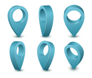 blue map pointer 3d pin marker vector