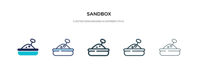 Sandbox icon in different style two colored vector