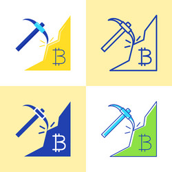 bitcoin mining icon set in flat and line style vector image