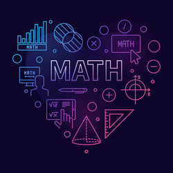 math heart concept colored linear banner vector