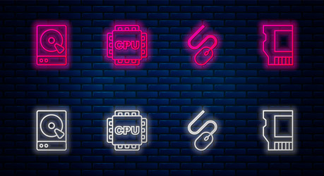 set line processor with cpu computer mouse hard vector image