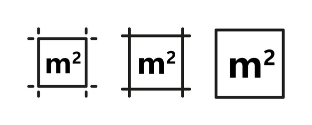 square meter icon m2 sign flat area in vector