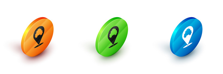 isometric map pointer with taxi icon isolated vector image