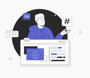 man working on web and application development vector image