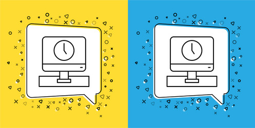 set line computer monitor time icon isolated vector image
