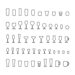 Types glasses line minimal icons set vector