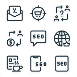 web apps seo line icons linear set quality vector image