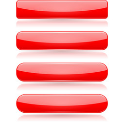 red menu buttons rectangle and oval 3d shiny vector image