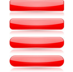 Red menu buttons rectangle and oval 3d shiny vector