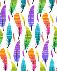 seamless pattern with colorful different feathers vector