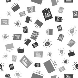 set clipboard with graph chart computer monitor vector image