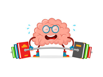 Train your brain brain cartoon flat Royalty Free Vector