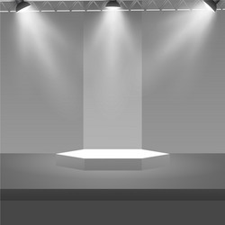 empty stage podium with spotlights in blank studio vector