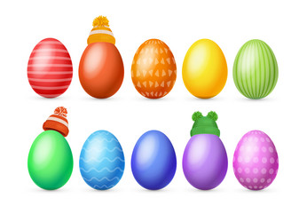 realistic detailed 3d different color easter egg vector