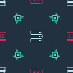 set data analysis server and processor cpu vector image