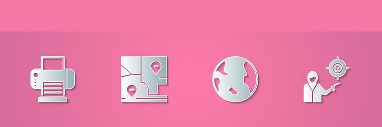 set paper cut printer folded map with location vector image