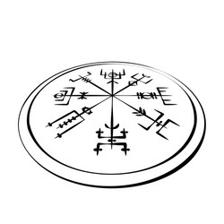 abstract runic symbols circle in perspective vector image
