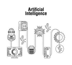 Artificial intelligence technology robot mobile vector