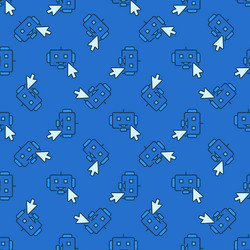 chatbot with mouse cursor blue seamless pattern vector
