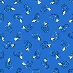 chatbot with mouse cursor blue seamless pattern vector