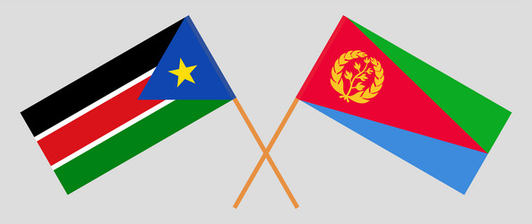 crossed flags of south sudan and eritrea official vector