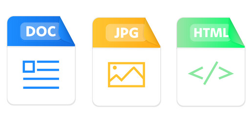 file type icons set of doc jpg html collection vector