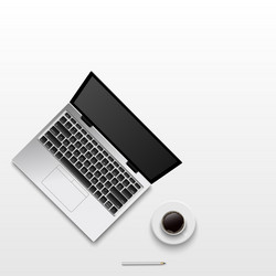 Flat lay minimal work space top view office desk vector