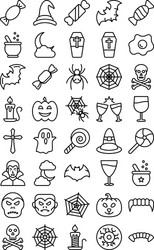 halloween isolated icons set every single vector